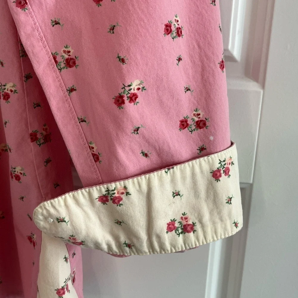 Gap Y2K Pink Floral Button Up Womens Pajama Top Size M Cottagecore Grannycore
